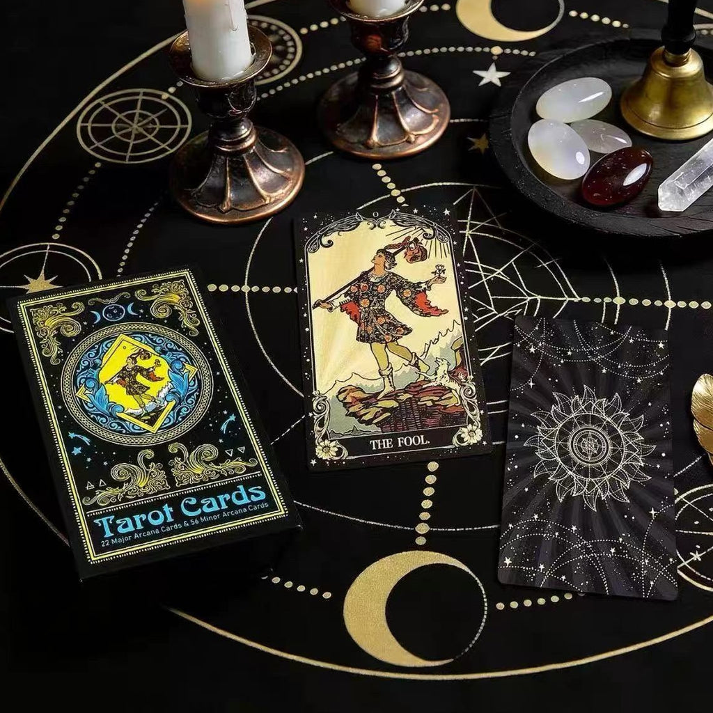 Black Sun Radiance Gold Foil Tarot: Starburst & Galaxy 78-Card Deck