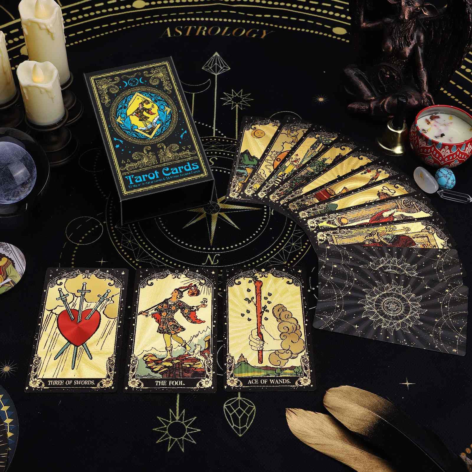 Black Sun Radiance Gold Foil Tarot: Starburst & Galaxy 78-Card Deck
