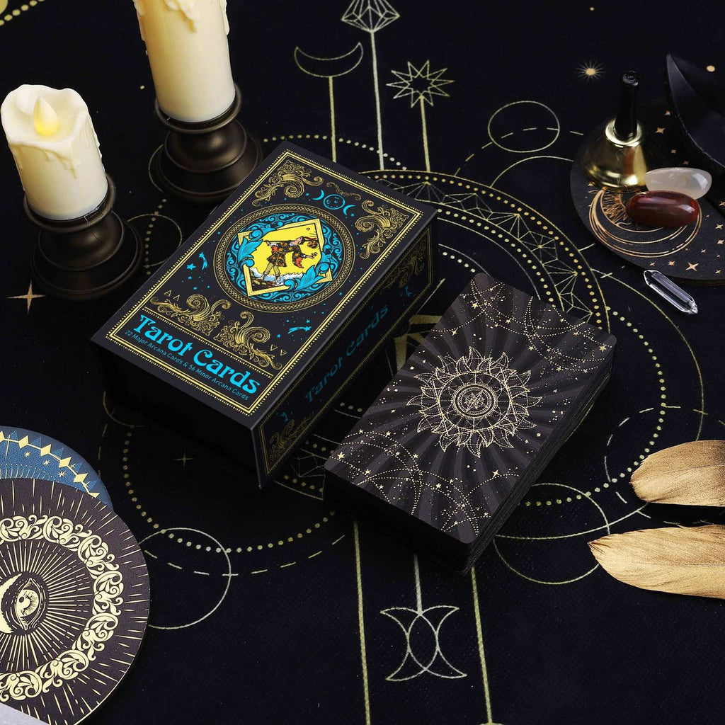 Black Sun Radiance Gold Foil Tarot: Starburst & Galaxy 78-Card Deck