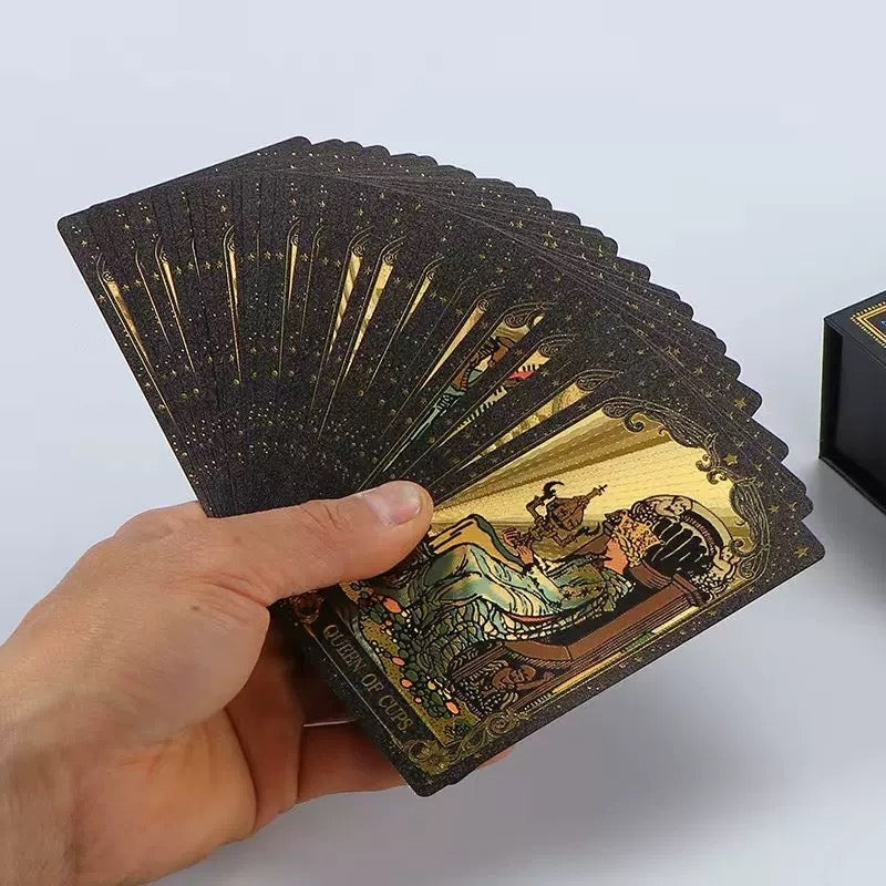 Black Sun Radiance Gold Foil Tarot: Starburst & Galaxy 78-Card Deck