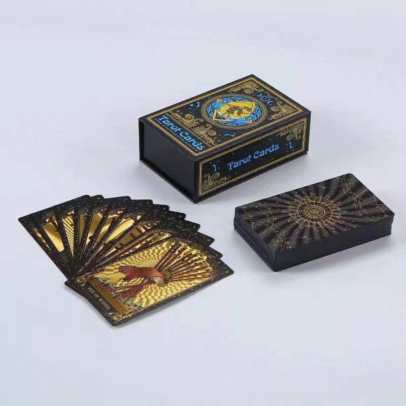 Black Sun Radiance Gold Foil Tarot: Starburst & Galaxy 78-Card Deck