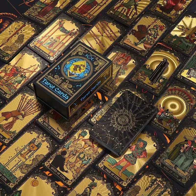 Black Sun Radiance Gold Foil Tarot: Starburst & Galaxy 78-Card Deck