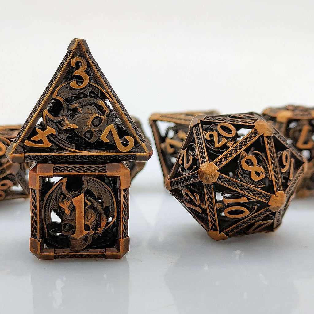 Bloody Skull Hollow Metal DND Dice Set
