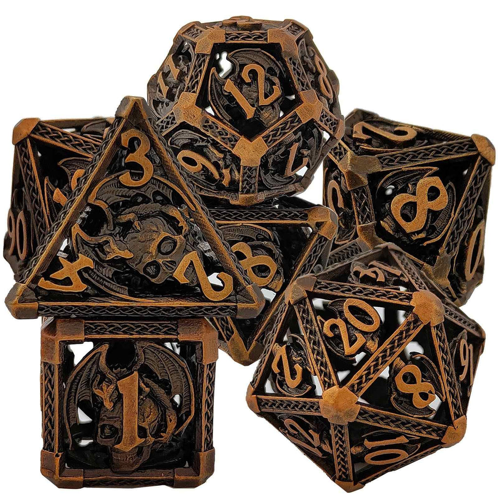 Bloody Skull Hollow Metal DND Dice Set