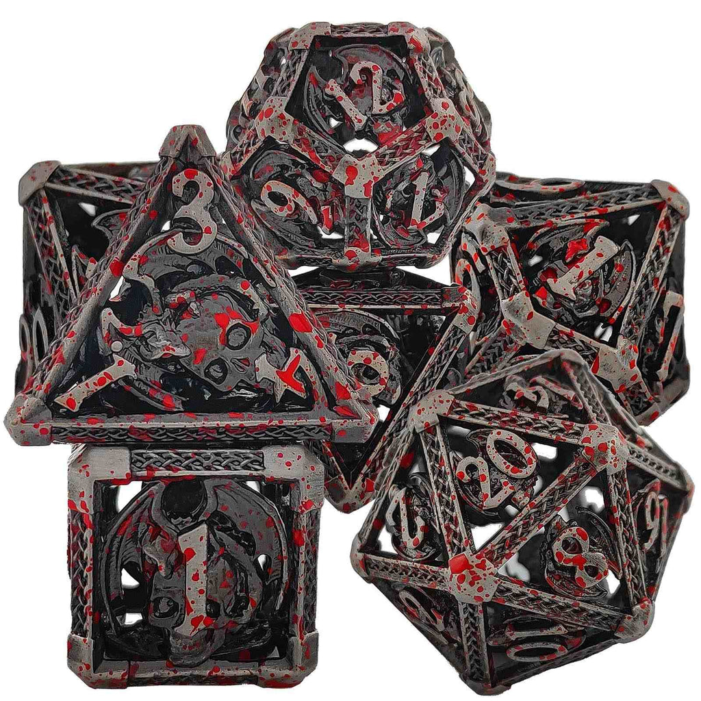 Bloody Skull Hollow Metal DND Dice Set