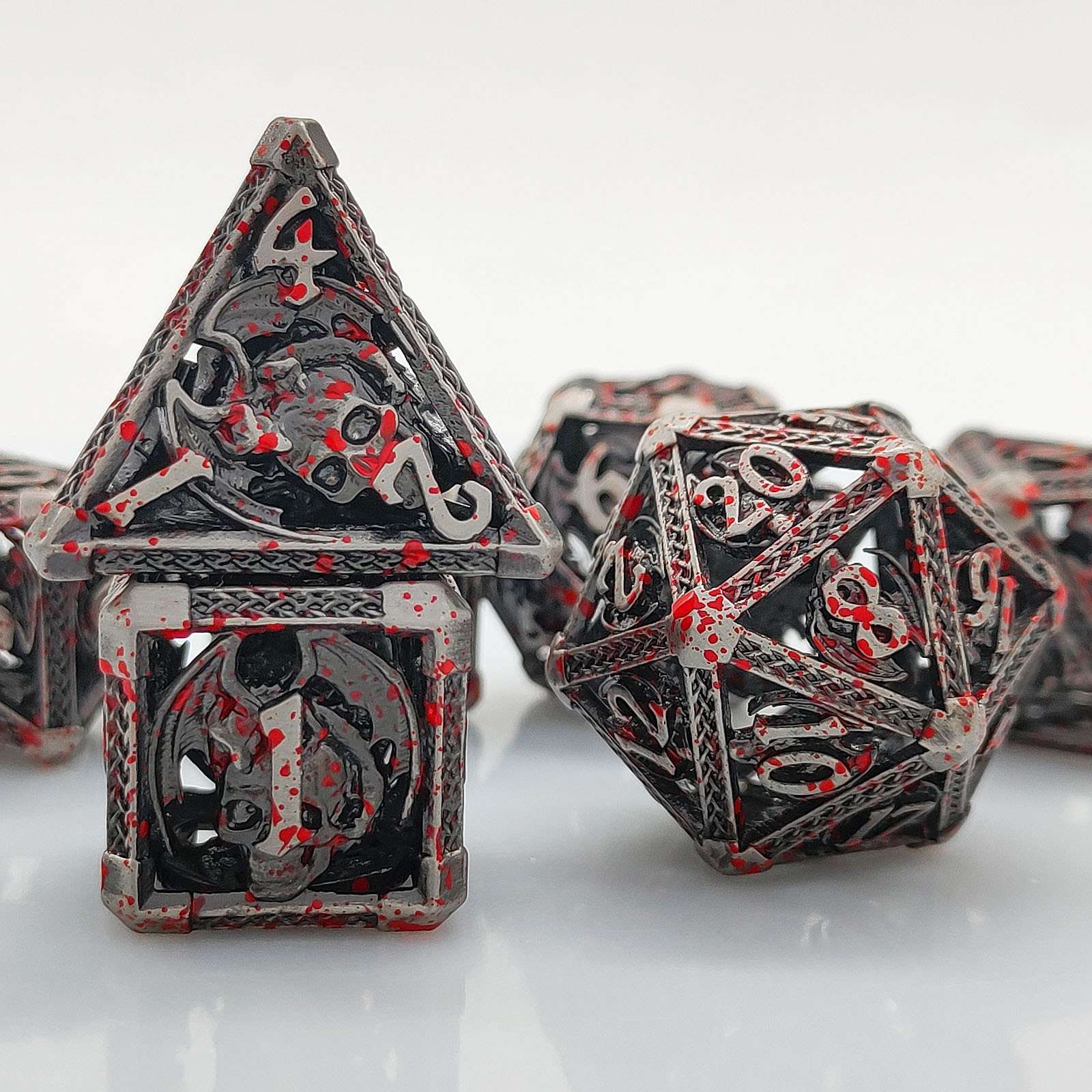 Bloody Skull Hollow Metal DND Dice Set