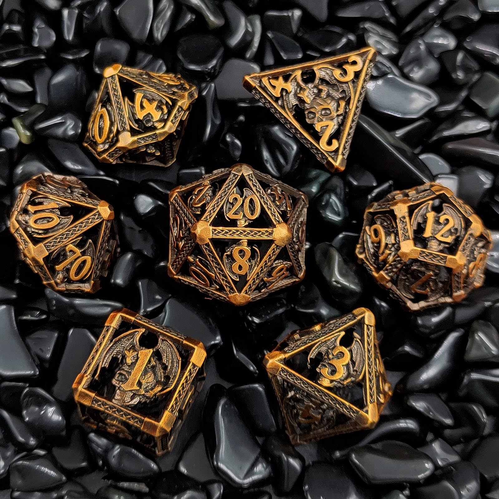 Bloody Skull Hollow Metal DND Dice Set