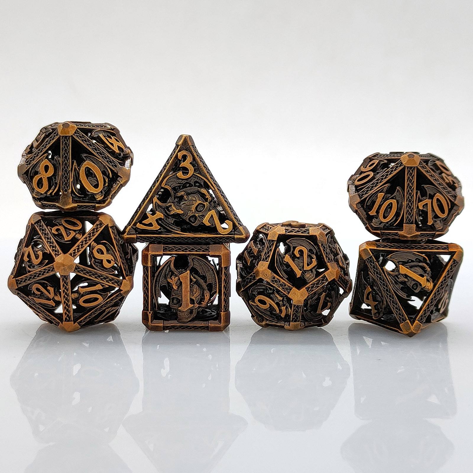 Bloody Skull Hollow Metal DND Dice Set