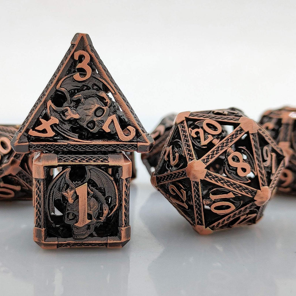 Bloody Skull Hollow Metal DND Dice Set
