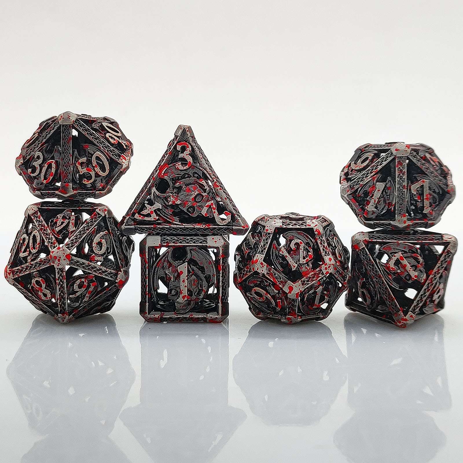 Bloody Skull Hollow Metal DND Dice Set