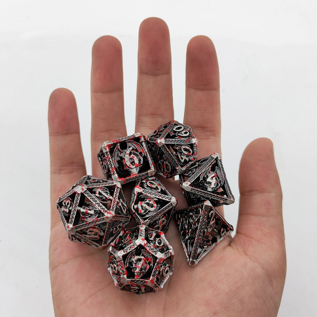 Bloody Skull Hollow Metal DND Dice Set