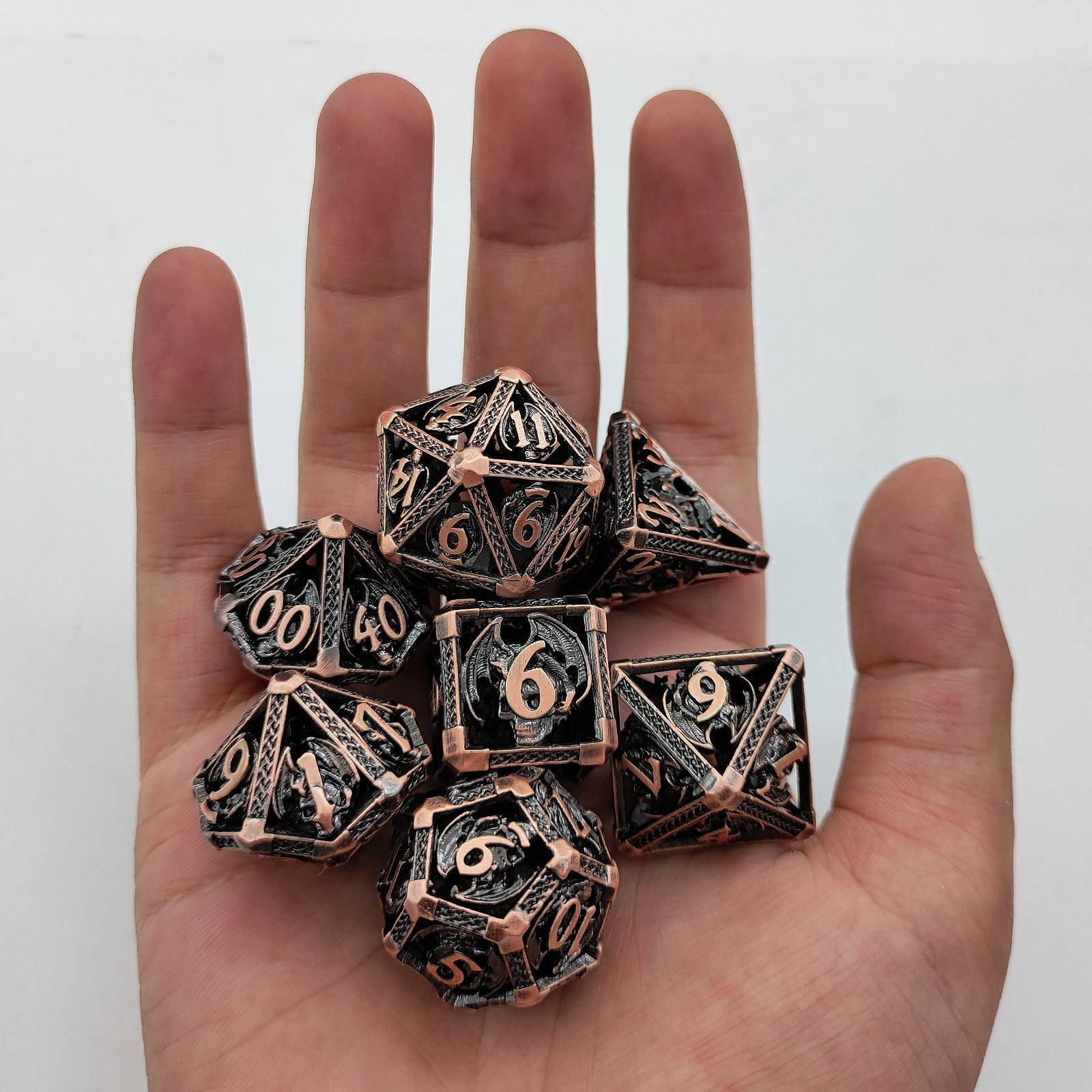 Bloody Skull Hollow Metal DND Dice Set