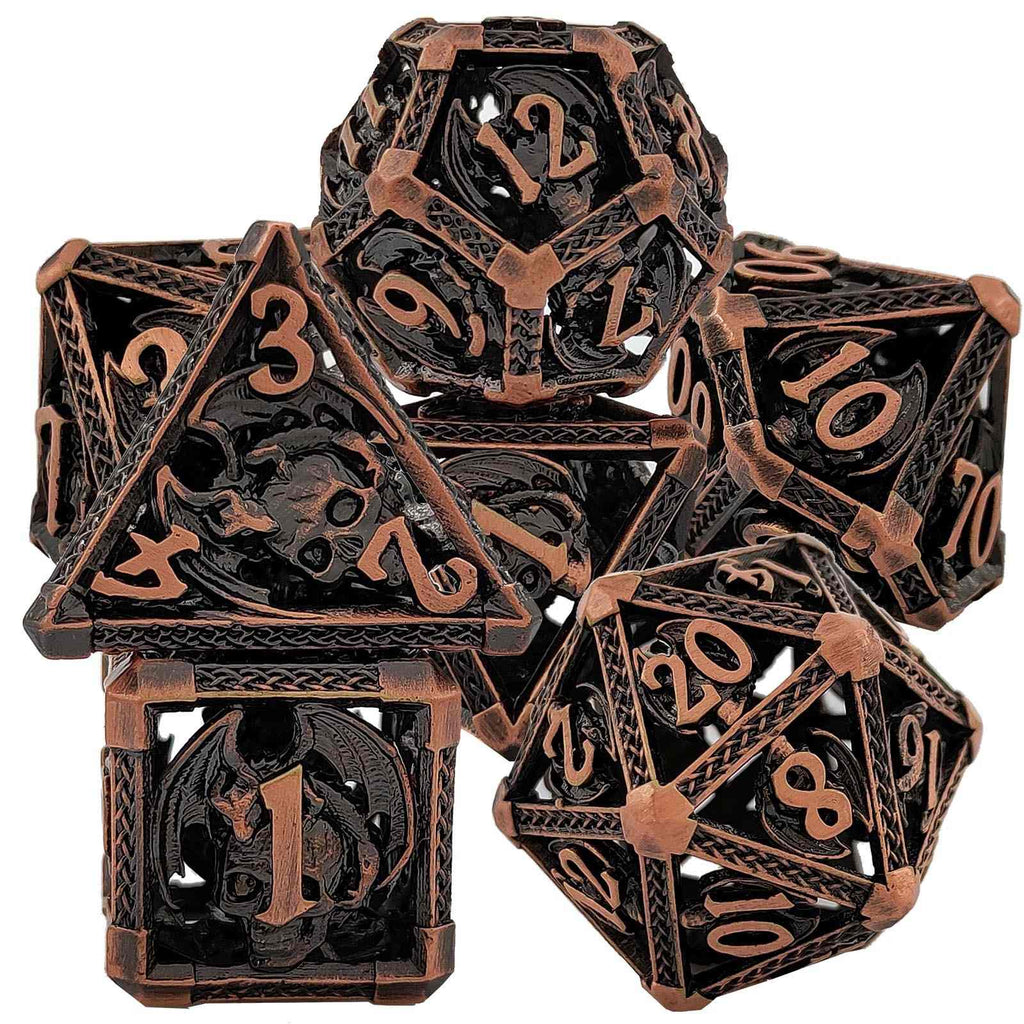 Bloody Skull Hollow Metal DND Dice Set
