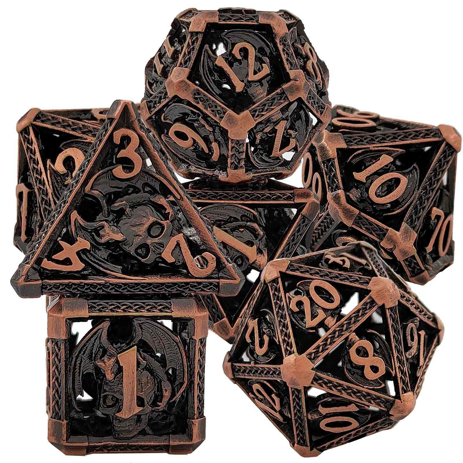 Bloody Skull Hollow Metal DND Dice Set