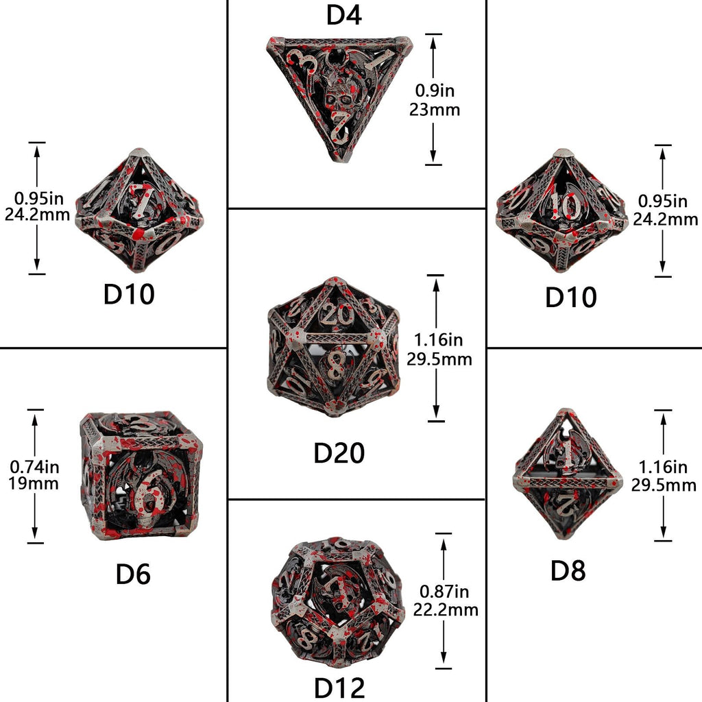 Bloody Skull Hollow Metal DND Dice Set