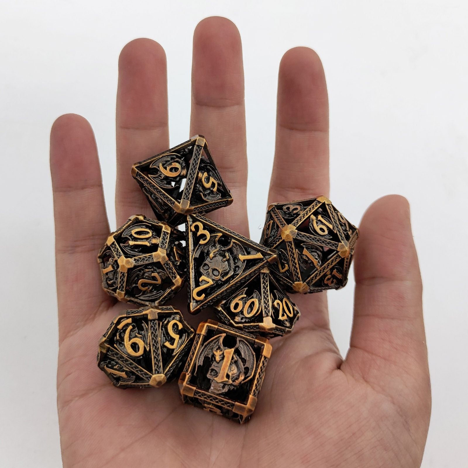 Bloody Skull Hollow Metal DND Dice Set