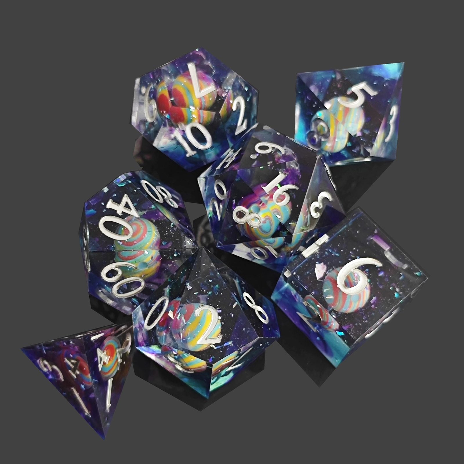 Blue Planet Liquid Core DND Dice Set | Moving Galaxy RPG Dice