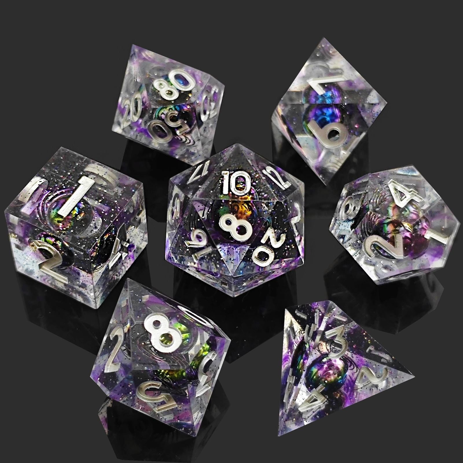 Blue Planet Liquid Core DND Dice Set | Moving Galaxy RPG Dice