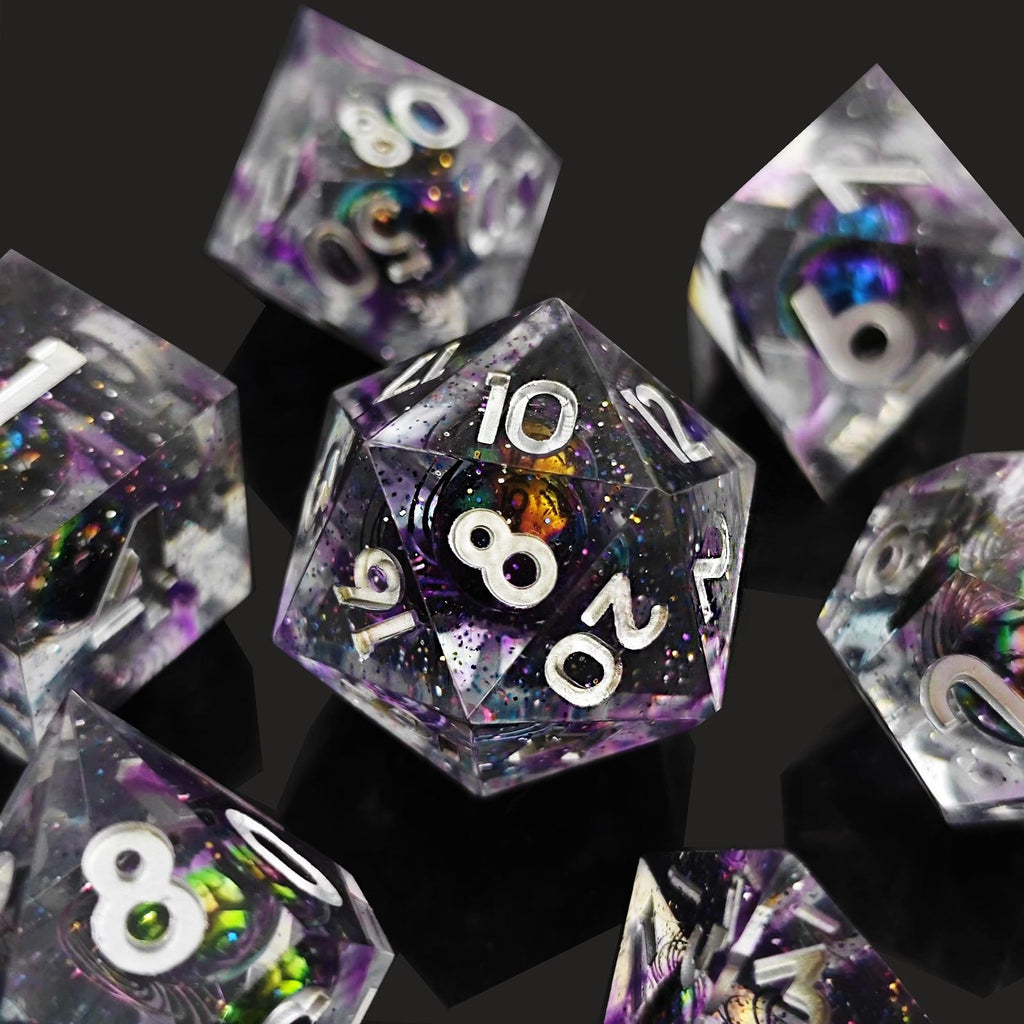 Blue Planet Liquid Core DND Dice Set | Moving Galaxy RPG Dice