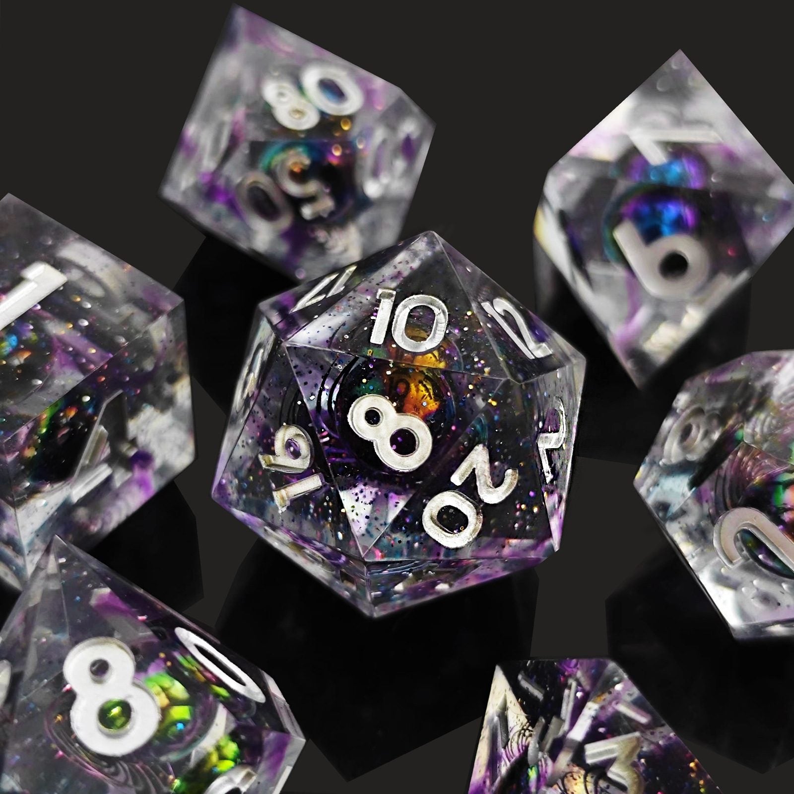 Blue Planet Liquid Core DND Dice Set | Moving Galaxy RPG Dice