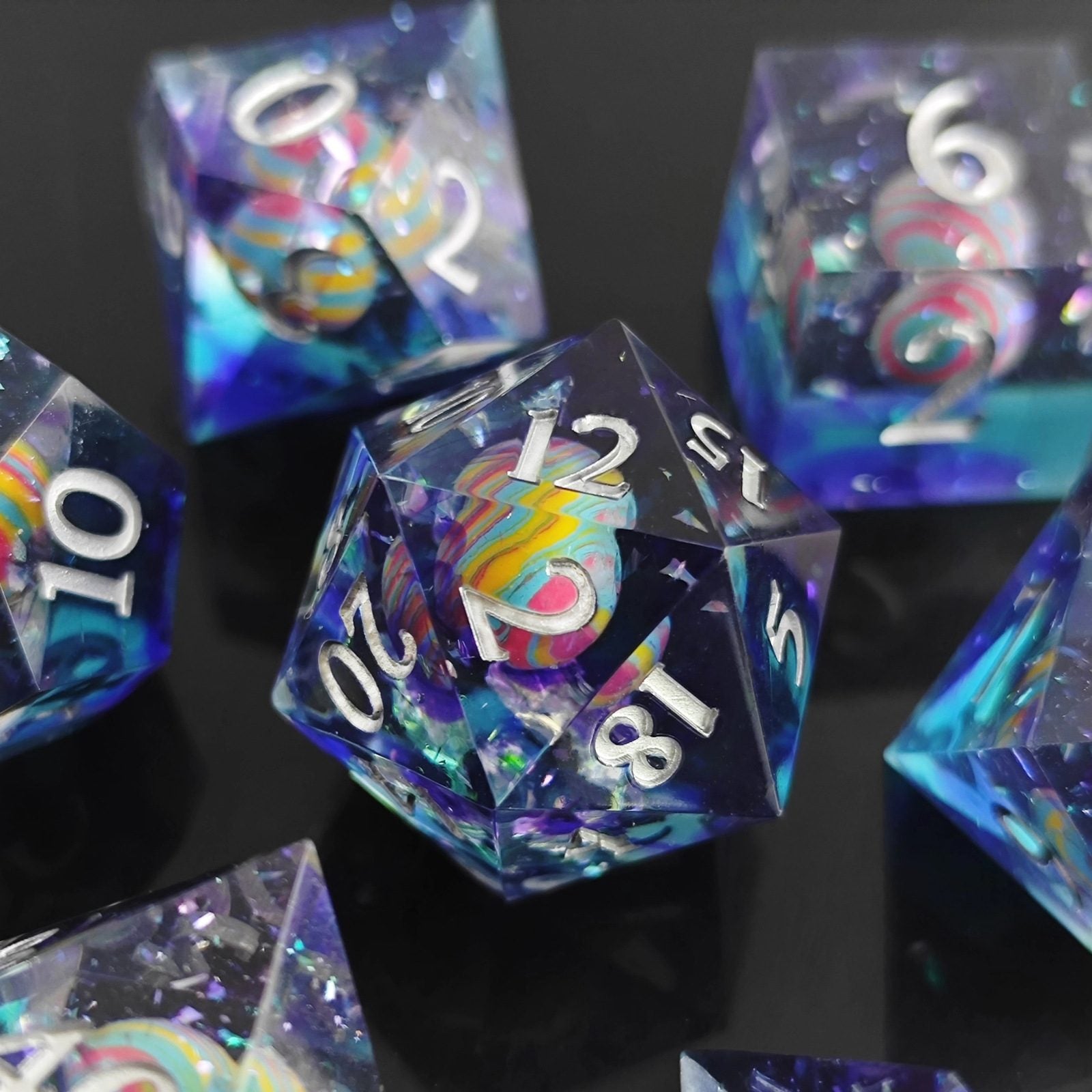 Blue Planet Liquid Core DND Dice Set | Moving Galaxy RPG Dice