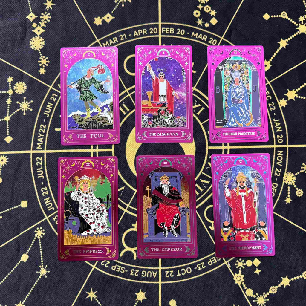 Celestial Purple Hexagram Gold Foil Tarot Deck | Luxury Rider-Waite-Smith Edition