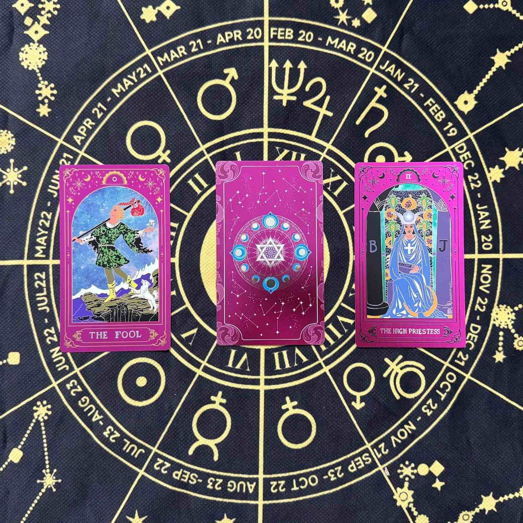 Celestial Purple Hexagram Gold Foil Tarot Deck | Luxury Rider-Waite-Smith Edition
