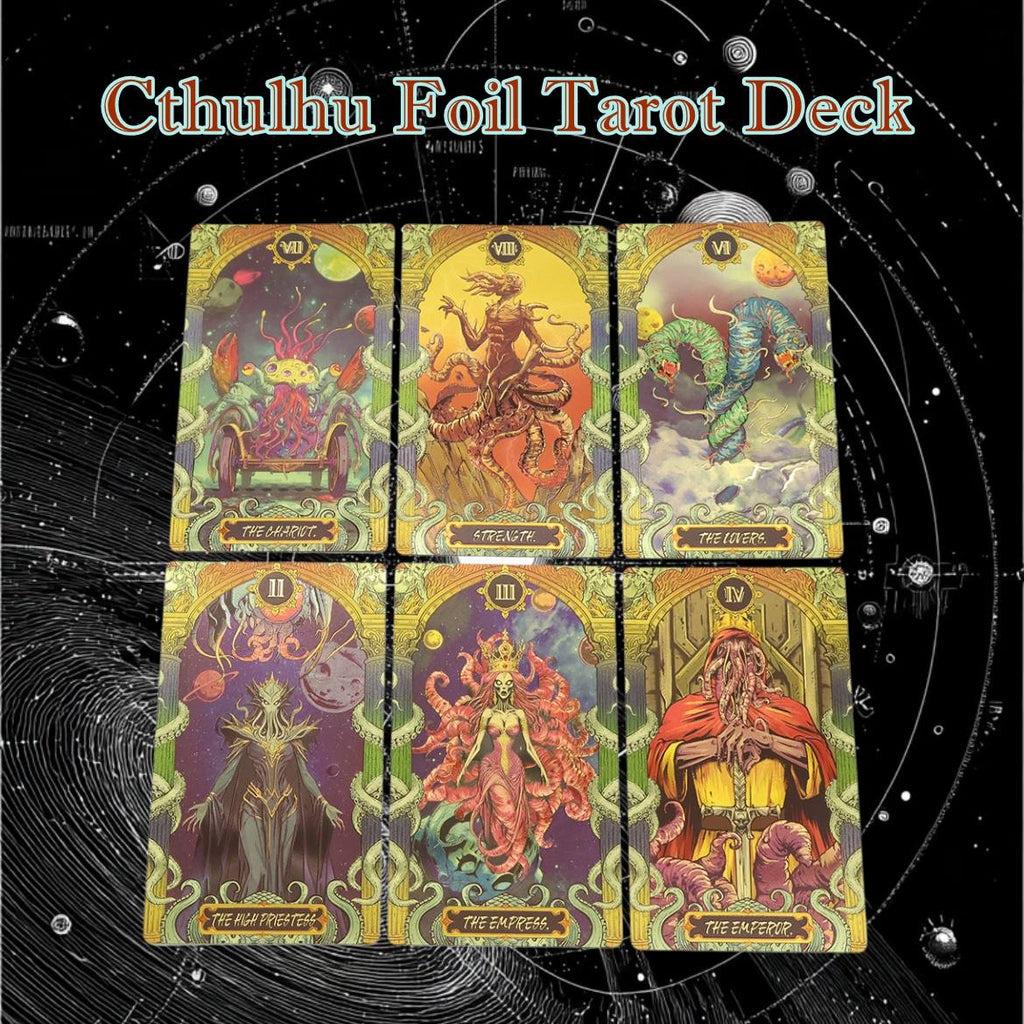 Cthulhu Mythos Gold Foil Tarot Deck — Luxury Waterproof PVC Edition