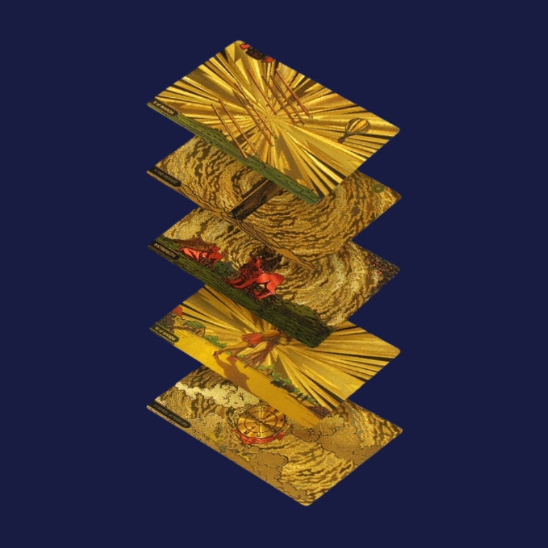 Ethereal Horizon: Panoramic Gold Foil Tarot Deck — Luxurious Rider-Waite-Smith Edition