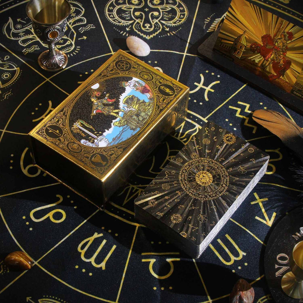Ethereal Horizon: Panoramic Gold Foil Tarot Deck — Luxurious Rider-Waite-Smith Edition