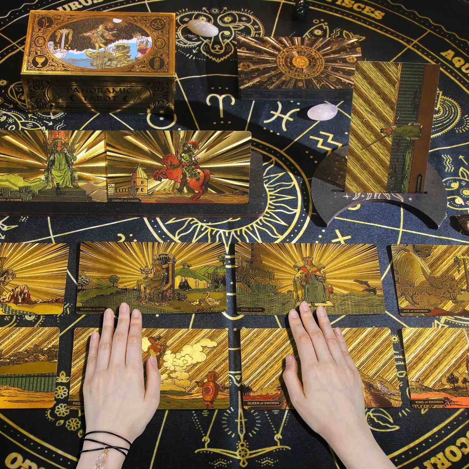Ethereal Horizon: Panoramic Gold Foil Tarot Deck — Luxurious Rider-Waite-Smith Edition