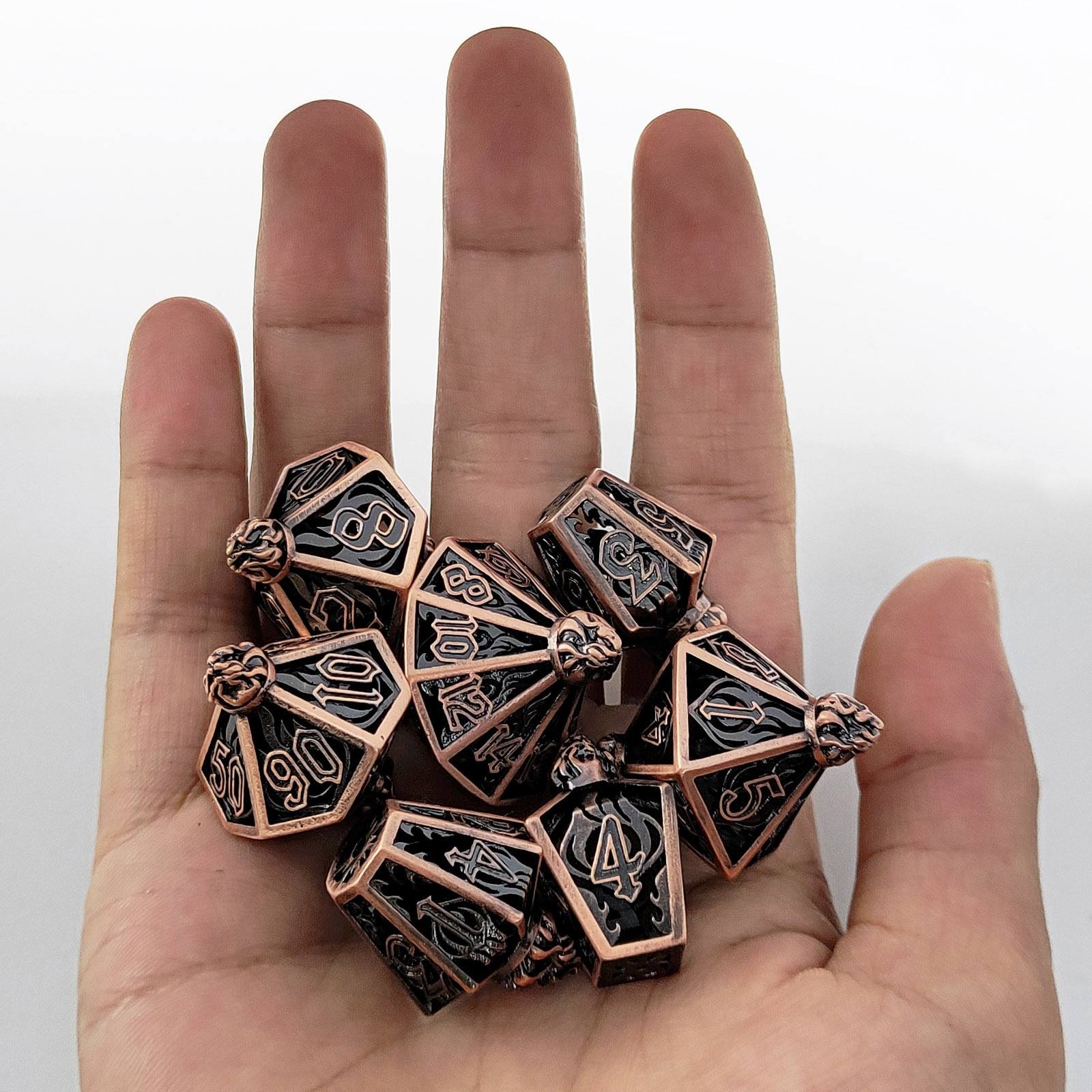 Fire Lantern Hollow Metal DND Dice Set