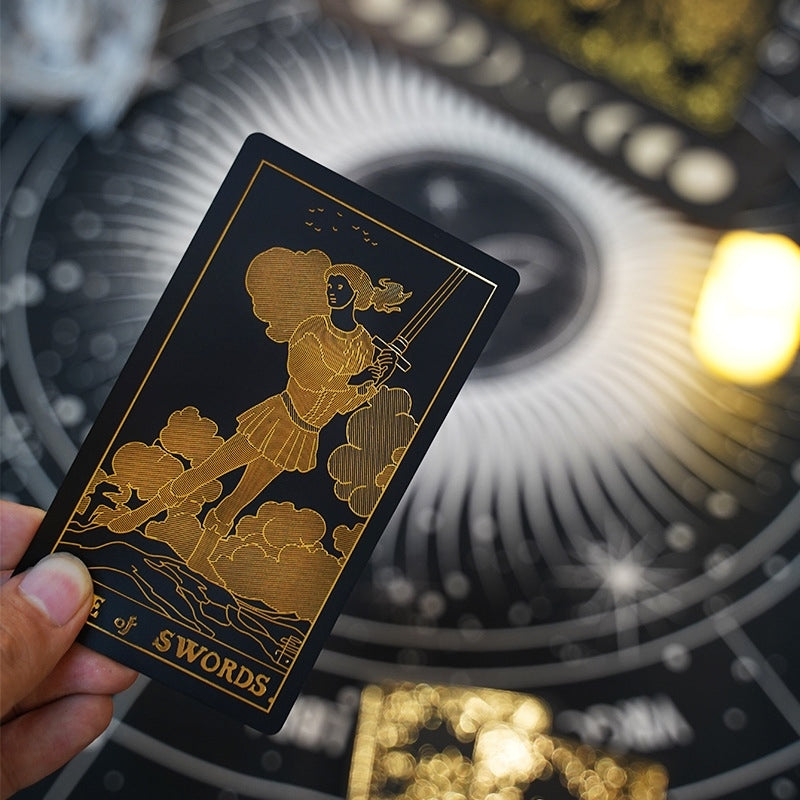Gilded Midnight: Black & Gold Foil Tarot Deck | Premium Rider-Waite Smith Edition