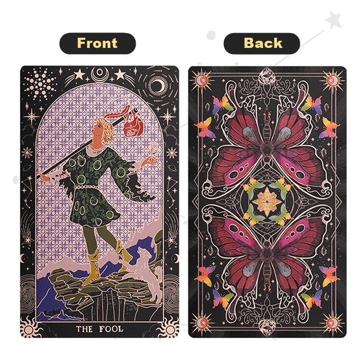 Gold Foil Butterfly Constellation Tarot Deck Rider-Waite-Smith Guidebook Set
