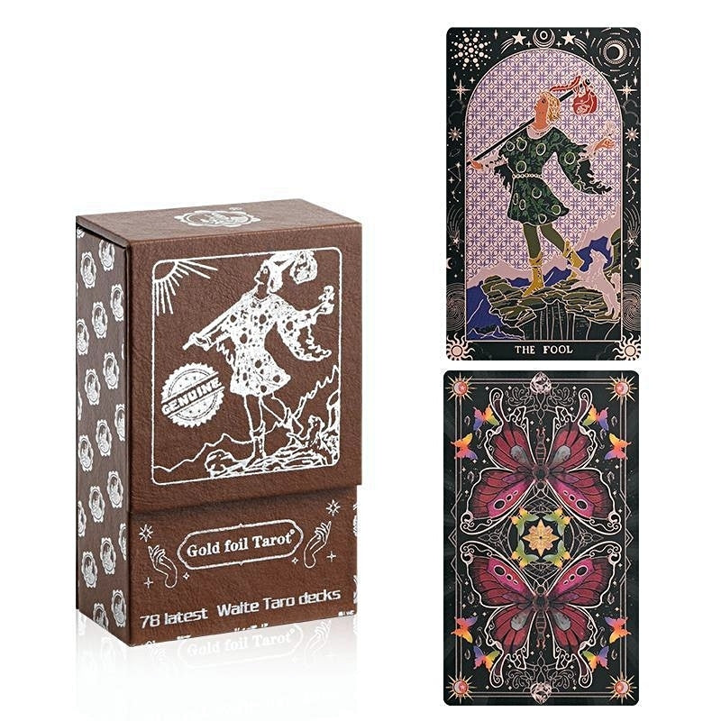 Gold Foil Butterfly Constellation Tarot Deck Rider-Waite-Smith Guidebook Set