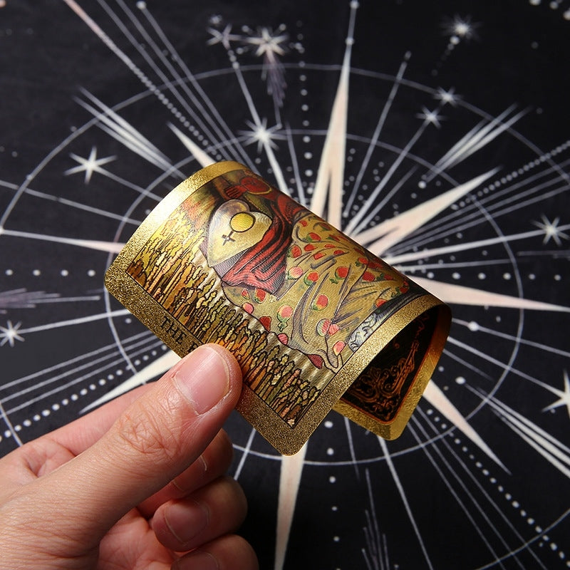 Golden All-Seeing Eye Foil Tarot Deck — Luxury Waterproof PET Set