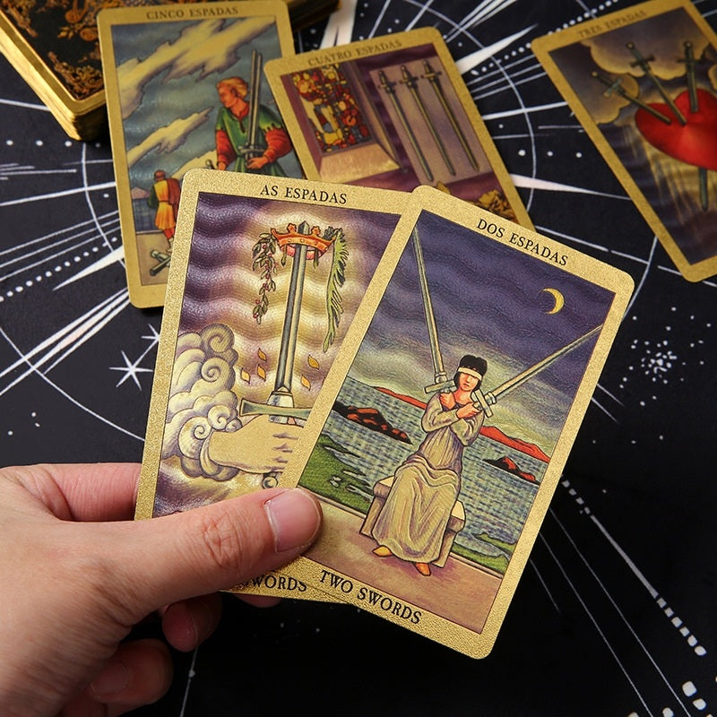 Golden All-Seeing Eye Foil Tarot Deck — Luxury Waterproof PET Set