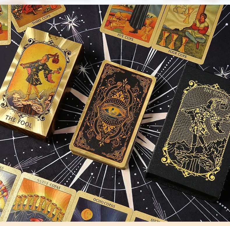 Golden All-Seeing Eye Foil Tarot Deck — Luxury Waterproof PET Set
