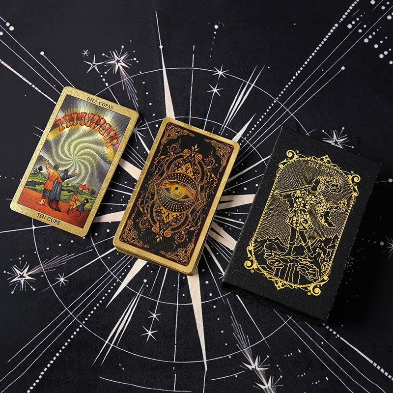 Golden All-Seeing Eye Foil Tarot Deck — Luxury Waterproof PET Set