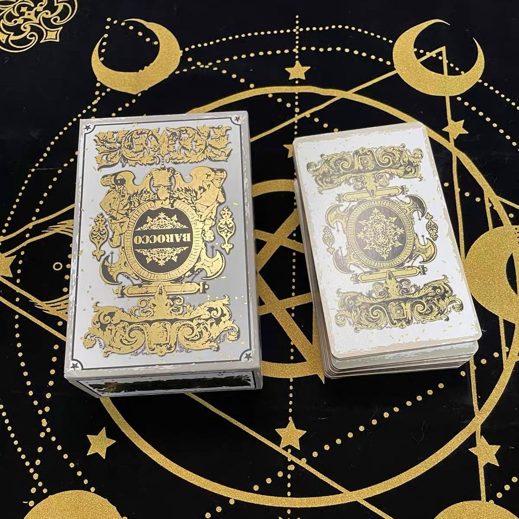 Golden Ornate Crest Baroque Tarot Deck - Gold Glitter Gilded 78 Cards
