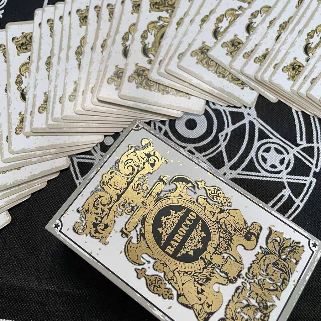 Golden Ornate Crest Baroque Tarot Deck - Gold Glitter Gilded 78 Cards