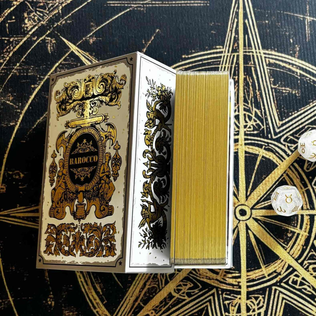 Golden Ornate Crest Baroque Tarot Deck - Gold Glitter Gilded 78 Cards