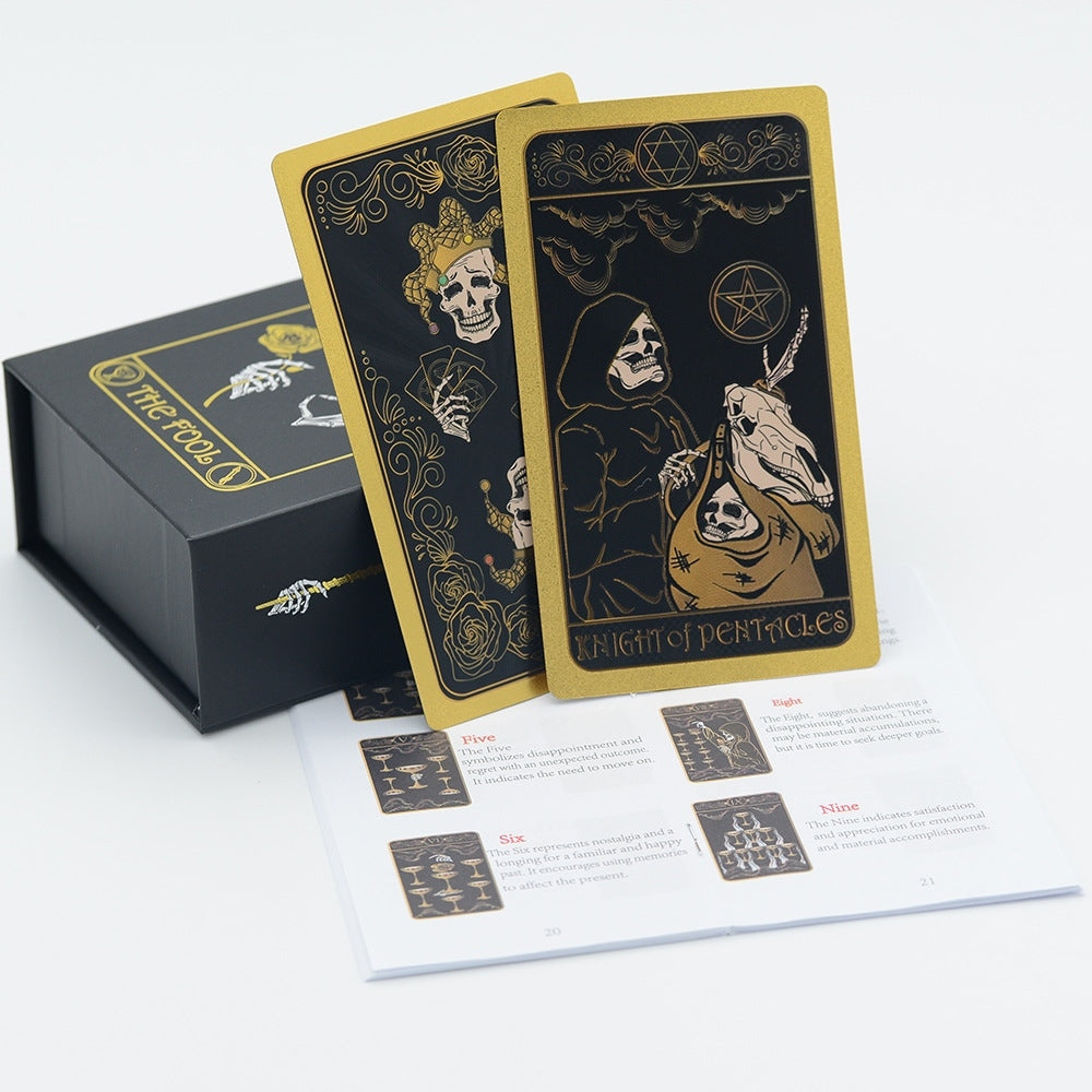 Gothic Skull Black Gold Foil Tarot Deck — Luxury Waterproof PVC Edition