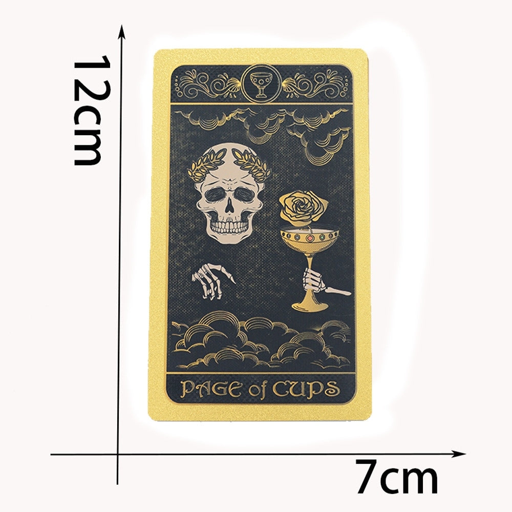 Gothic Skull Black Gold Foil Tarot Deck — Luxury Waterproof PVC Edition
