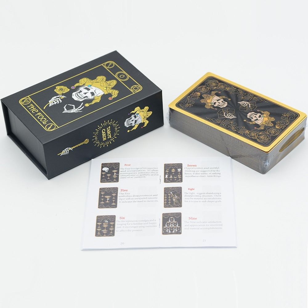 Gothic Skull Black Gold Foil Tarot Deck — Luxury Waterproof PVC Edition