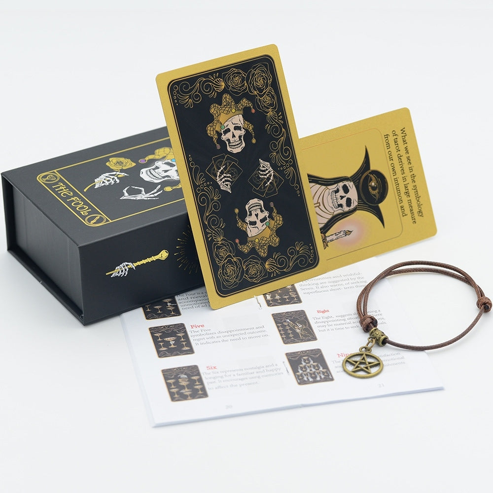 Gothic Skull Black Gold Foil Tarot Deck — Luxury Waterproof PVC Edition