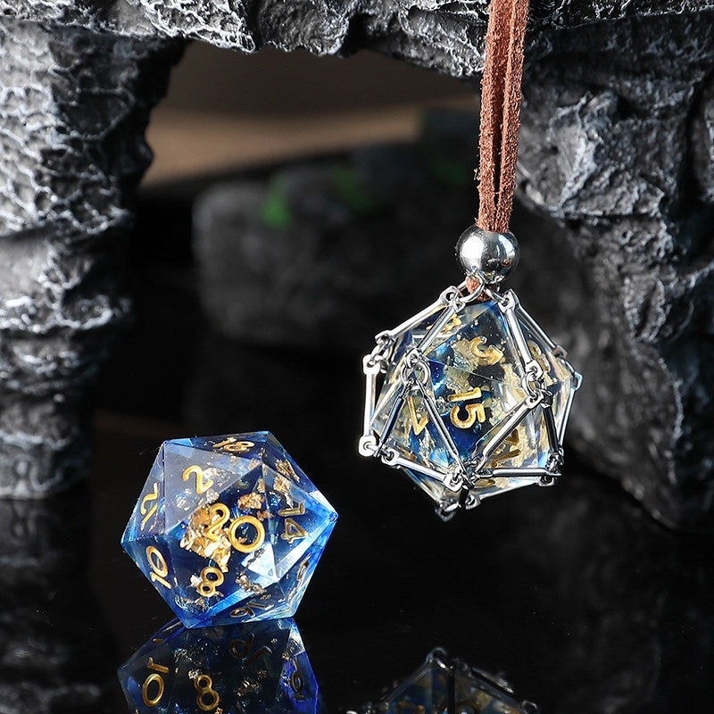 Liquid Core D20 Dice Cage Necklace – Baldur’s Gate 3 Inspired RPG Pendant