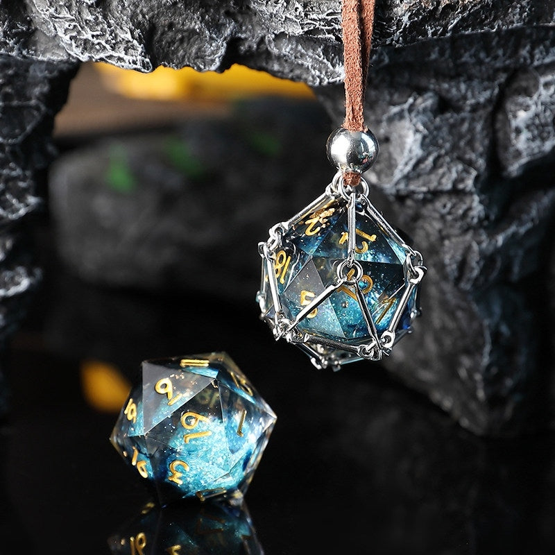 Liquid Core D20 Dice Cage Necklace – Baldur’s Gate 3 Inspired RPG Pendant