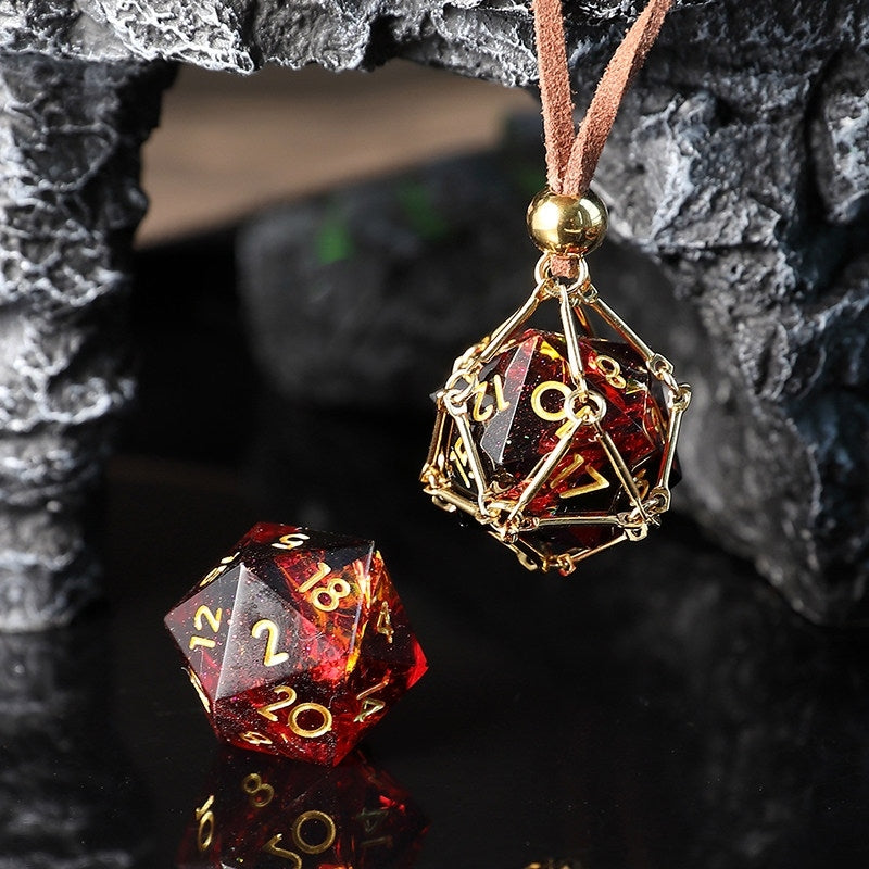 Liquid Core D20 Dice Cage Necklace – Baldur’s Gate 3 Inspired RPG Pendant