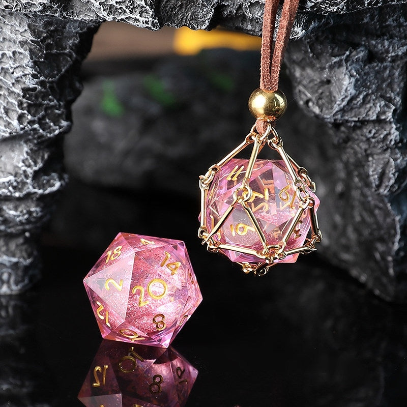 Liquid Core D20 Dice Cage Necklace – Baldur’s Gate 3 Inspired RPG Pendant